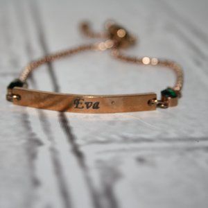 Beautiful gold EVA bracelet with green rhinestones Bolo style Adjustable